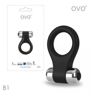 德國OVO-B1 前衛男性 矽膠靜音時尚震動環-黑色