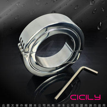 虐戀精品CICILY不鏽鋼負重鎖精陽具環