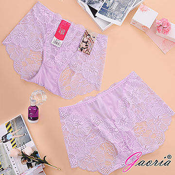 【Gaoria】性感蜜臀 蕾絲網紗 性感情趣三角內褲 淺紫