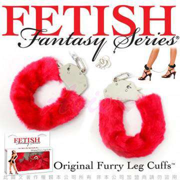美國FETISH-Original Furry Leg Cuffs-SM彩色絨毛金屬腳銬-紅