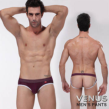VENUS 雙丁字褲 露屁屁 U凸大囊袋呼吸透氣孔吸汗情趣 三角內褲 紫