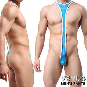 VENUS 條紋網紗 連體衣酒吧夜場遊戲制服 藍