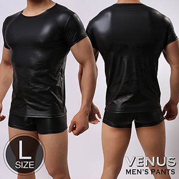 VENUS 我是健美男 SM仿皮性感T恤 L